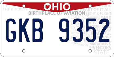 OH license plate GKB9352