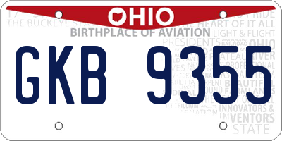 OH license plate GKB9355