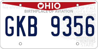 OH license plate GKB9356