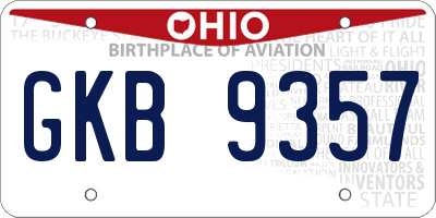 OH license plate GKB9357