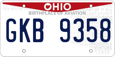 OH license plate GKB9358