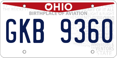 OH license plate GKB9360
