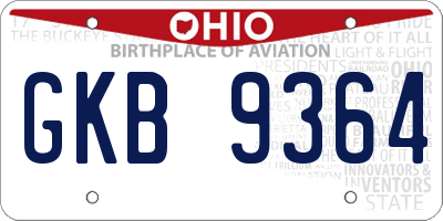 OH license plate GKB9364