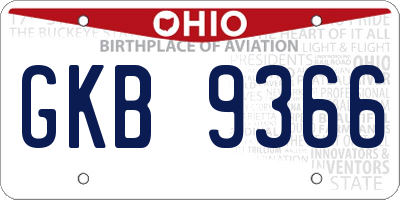 OH license plate GKB9366