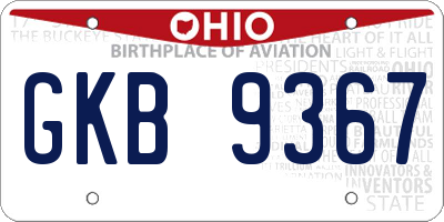 OH license plate GKB9367