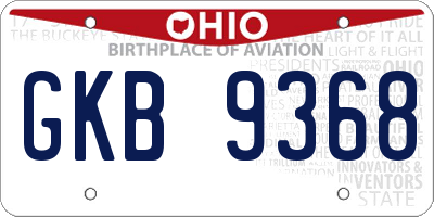 OH license plate GKB9368