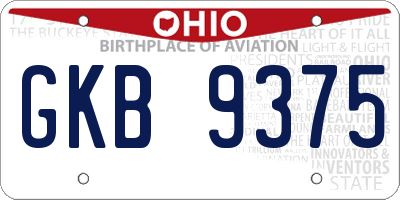 OH license plate GKB9375