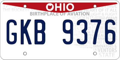 OH license plate GKB9376