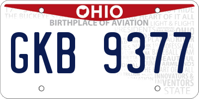 OH license plate GKB9377