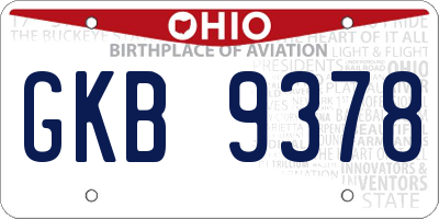 OH license plate GKB9378