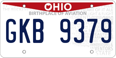 OH license plate GKB9379