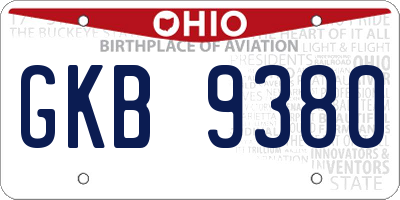 OH license plate GKB9380