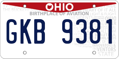 OH license plate GKB9381