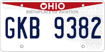 OH license plate GKB9382