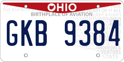 OH license plate GKB9384