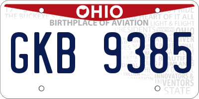OH license plate GKB9385