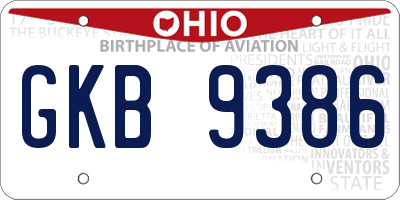 OH license plate GKB9386