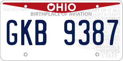 OH license plate GKB9387