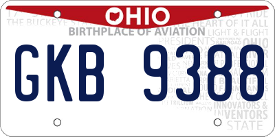 OH license plate GKB9388