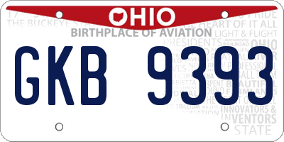 OH license plate GKB9393