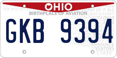 OH license plate GKB9394