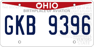 OH license plate GKB9396