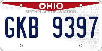 OH license plate GKB9397