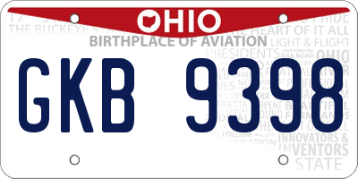 OH license plate GKB9398