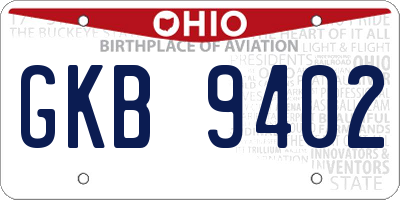 OH license plate GKB9402