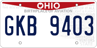 OH license plate GKB9403