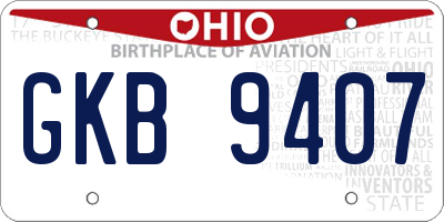 OH license plate GKB9407