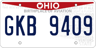 OH license plate GKB9409