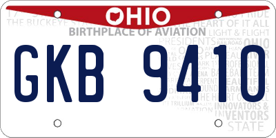 OH license plate GKB9410