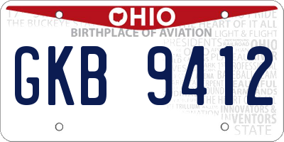 OH license plate GKB9412