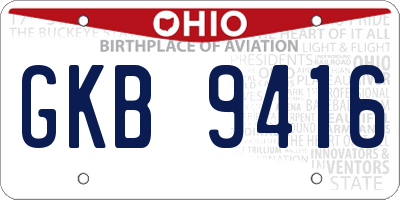 OH license plate GKB9416