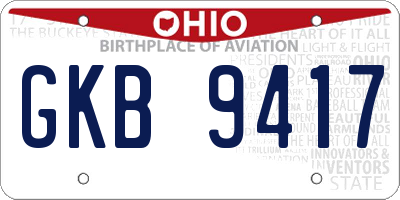 OH license plate GKB9417