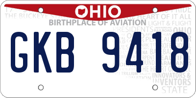 OH license plate GKB9418