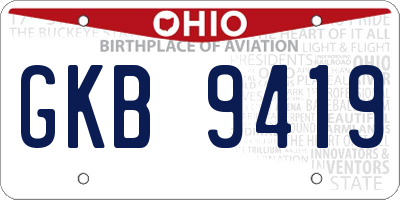 OH license plate GKB9419