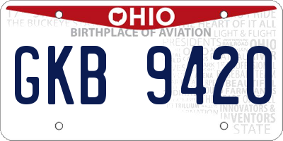 OH license plate GKB9420