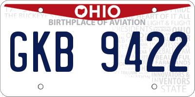 OH license plate GKB9422
