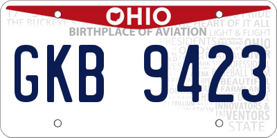 OH license plate GKB9423
