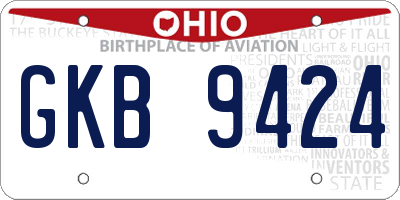 OH license plate GKB9424