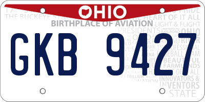 OH license plate GKB9427