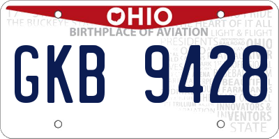 OH license plate GKB9428