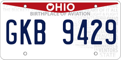 OH license plate GKB9429
