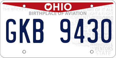 OH license plate GKB9430