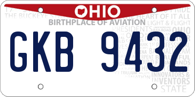 OH license plate GKB9432