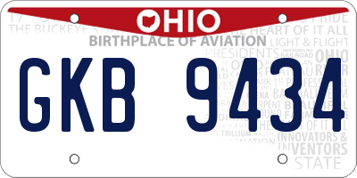 OH license plate GKB9434