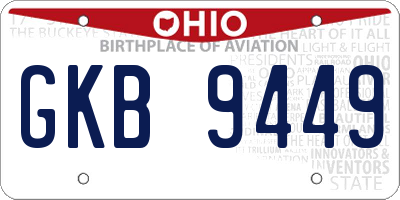 OH license plate GKB9449