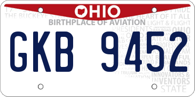 OH license plate GKB9452